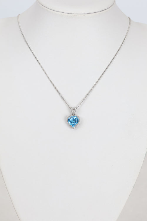 Topaz - Natural Stone 925 Sterling Silver Necklace with Diamonds