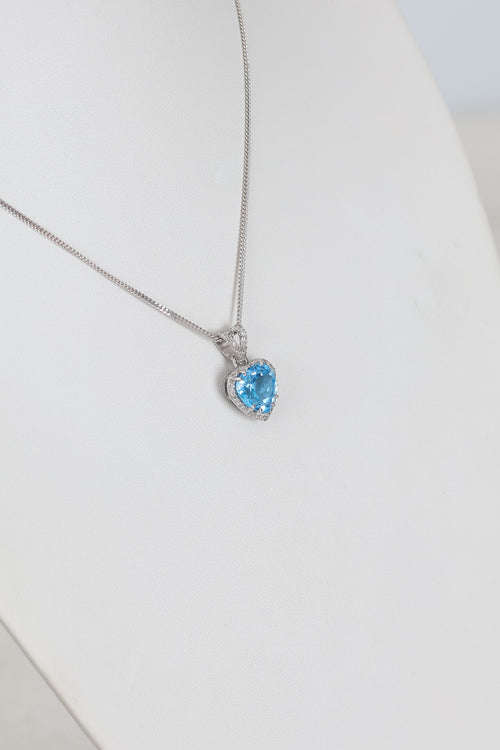 Topaz - Natural Stone 925 Sterling Silver Necklace with Diamonds