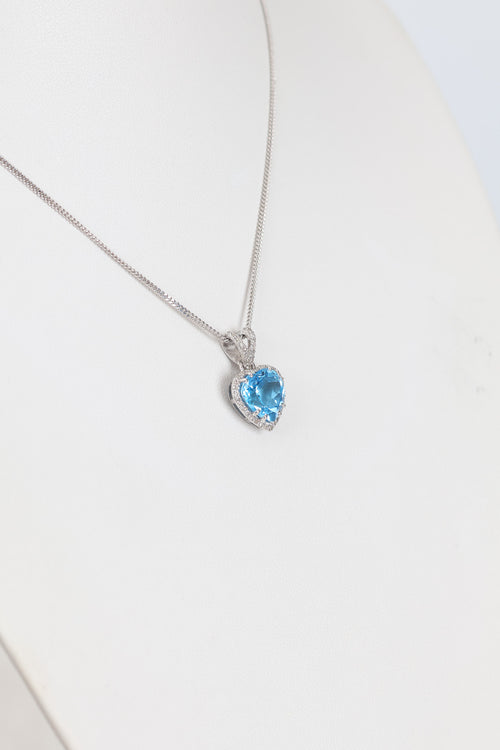 Topaz - Natural Stone 925 Sterling Silver Necklace with Diamonds