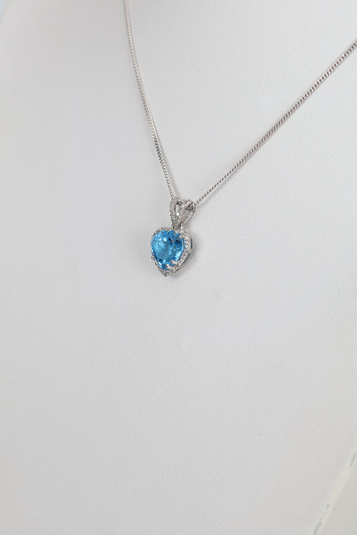 Topaz - Natural Stone 925 Sterling Silver Necklace with Diamonds