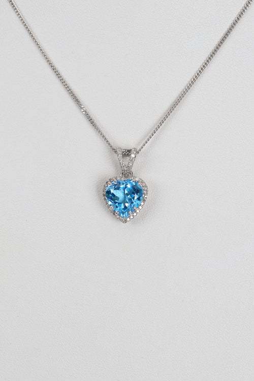 Topaz - Natural Stone 925 Sterling Silver Necklace with Diamonds