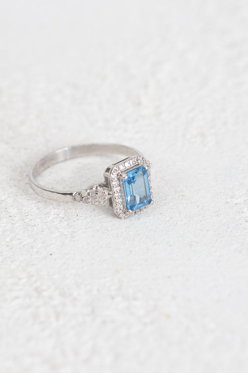 Topaz - Pırlantalı Doğal Taş 925 Ayar Gümüş Yüzük