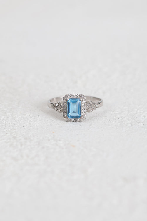 Topaz - Pırlantalı Doğal Taş 925 Ayar Gümüş Yüzük