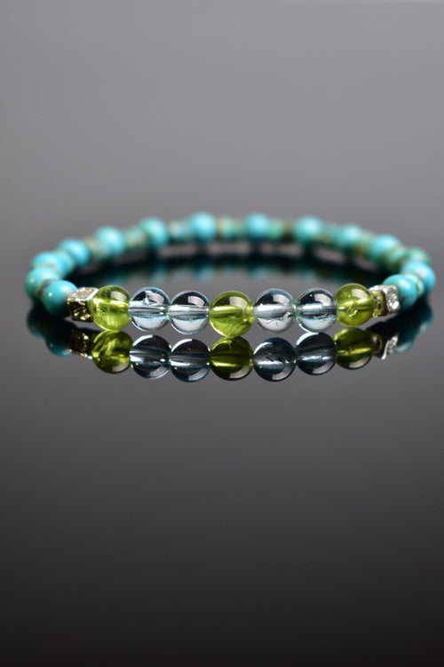 Topaz - Zebercet - Turkuaz Doğal Taş 925 Gümüş Aparatlı Bileklik