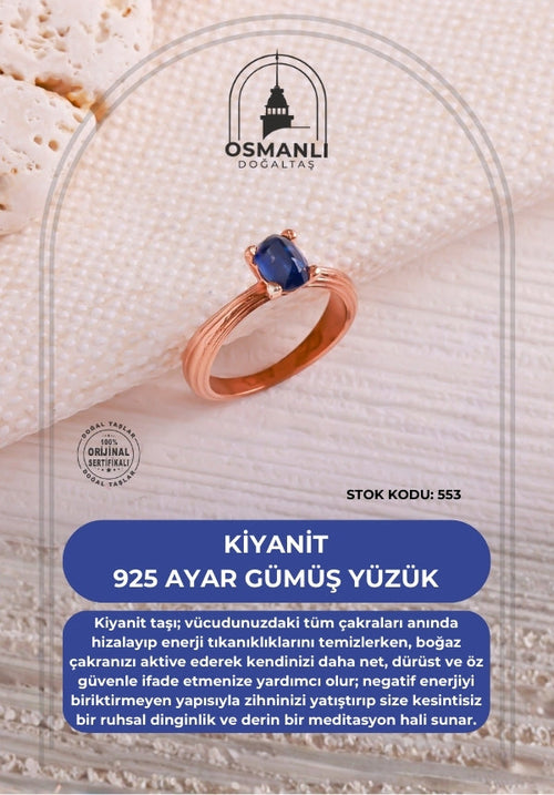 Sertifikalı Kiyanit 925 Ayar Gümüş Yüzük (SK:553)