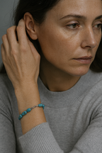 Turkuaz Doğal Taş Gümüş Bileklik – 5 x 8 mm Özel Kesim