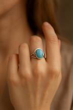 Turquoise Firuze Natural Stone 925 Sterling Silver Ring