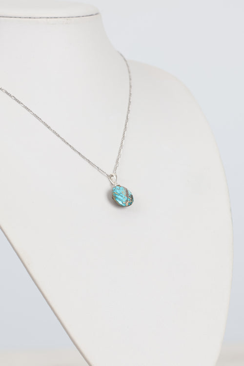 Turkuaz Firuze Doğal Taş Gümüş Kolye