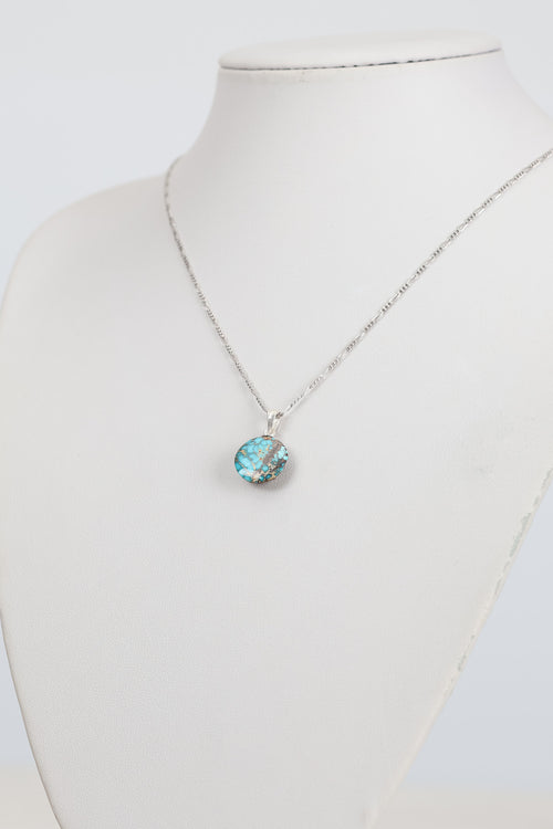 Turkuaz Firuze Doğal Taş Gümüş Kolye