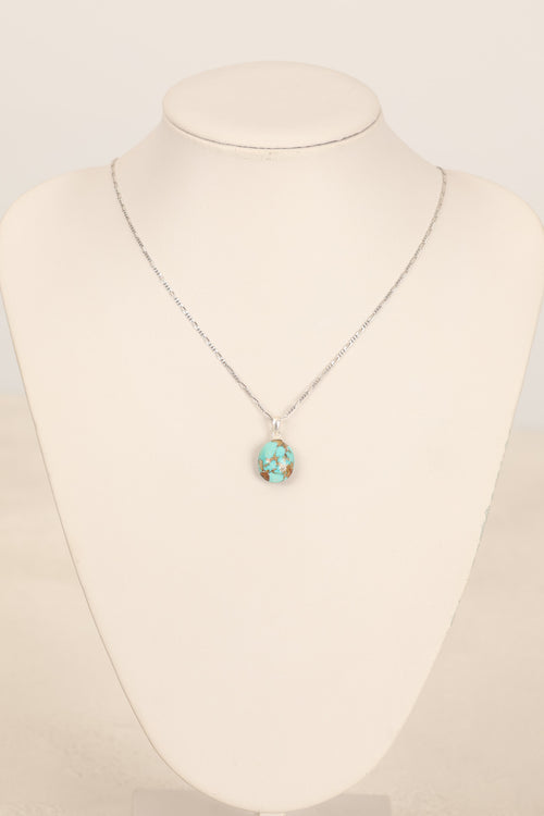 Turkuaz Firuze Doğal Taş Gümüş Kolye