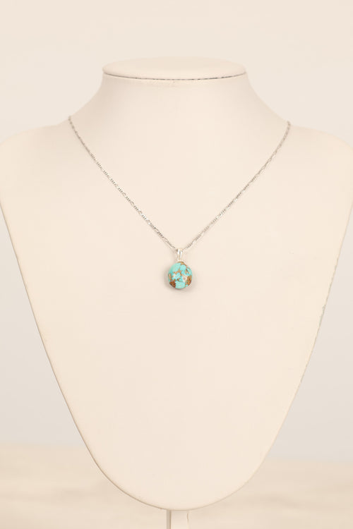 Turkuaz Firuze Doğal Taş Gümüş Kolye