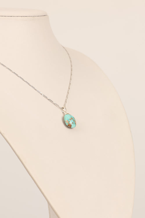 Turkuaz Firuze Doğal Taş Gümüş Kolye