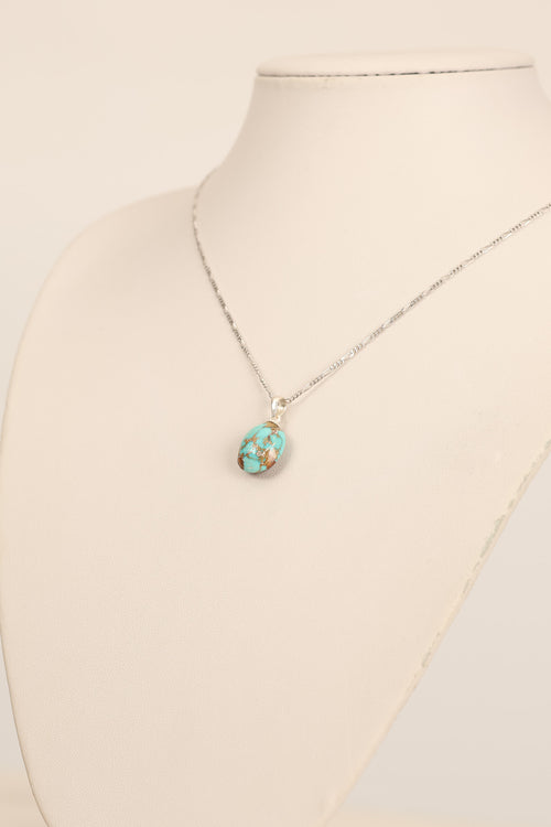 Turkuaz Firuze Doğal Taş Gümüş Kolye