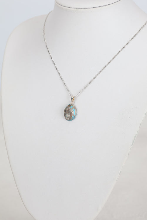 Turkuaz Firuze Doğal Taş Gümüş Kolye