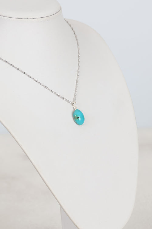 Turkuaz Firuze Doğal Taş Gümüş Kolye