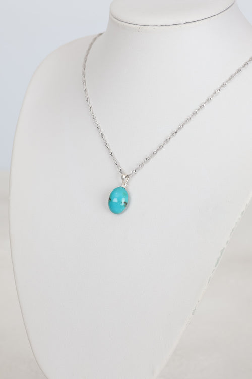 Turkuaz Firuze Doğal Taş Gümüş Kolye