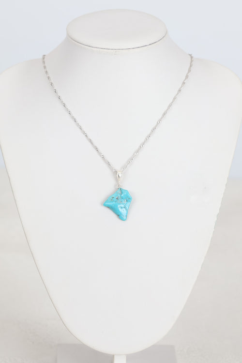 Turkuaz Firuze Doğal Taş Gümüş Kolye