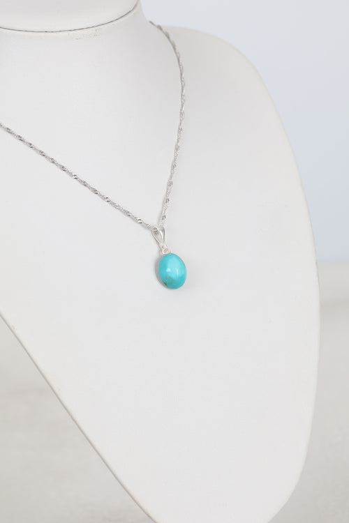 Turkuaz Firuze Doğal Taş Gümüş Kolye