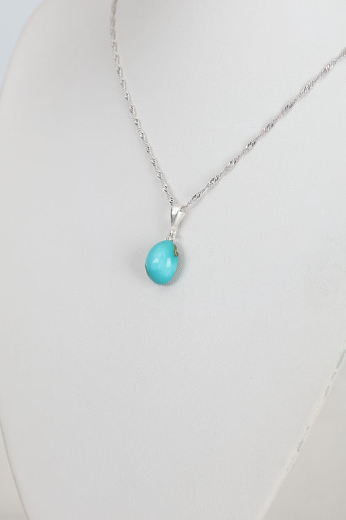 Turkuaz Firuze Doğal Taş Gümüş Kolye