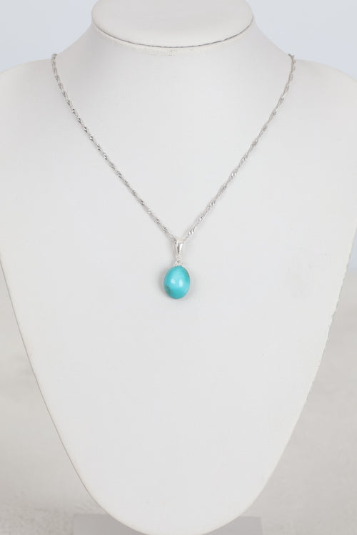 Turkuaz Firuze Doğal Taş Gümüş Kolye