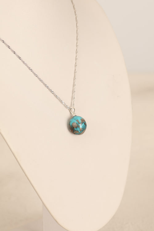 Turkuaz Firuze Doğal Taş Gümüş Kolye