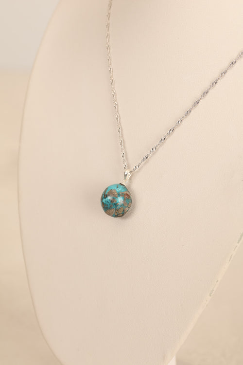 Turkuaz Firuze Doğal Taş Gümüş Kolye