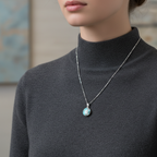 Turkuaz Firuze Doğal Taş Gümüş Kolye