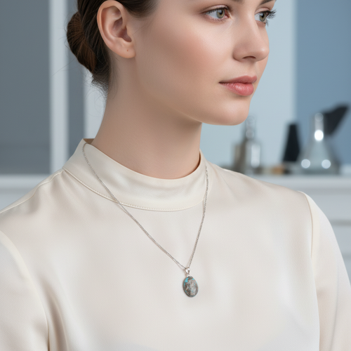 Turkuaz Firuze Doğal Taş Gümüş Kolye