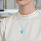 Turkuaz Firuze Doğal Taş Gümüş Kolye