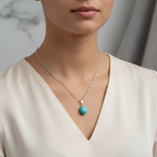 Turkuaz Firuze Doğal Taş Gümüş Kolye