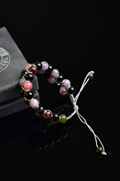 Turmalin Doğal Taş Çift Sıra Makrome Bileklik 8 mm