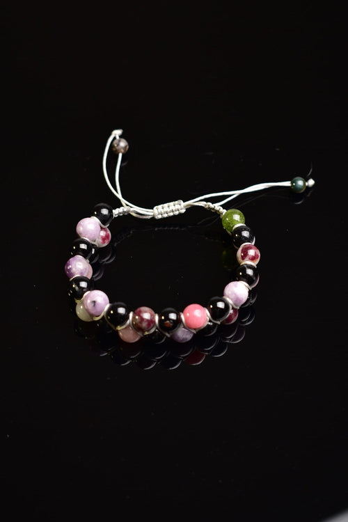 Turmalin Doğal Taş Çift Sıra Makrome Bileklik 8 mm