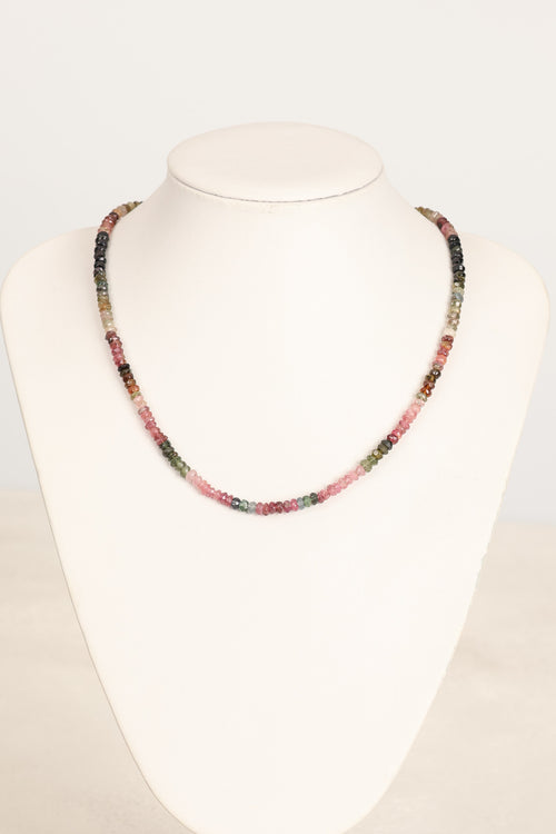 Tourmaline Natural Stone Necklace 3-4 mm Rondel Cut