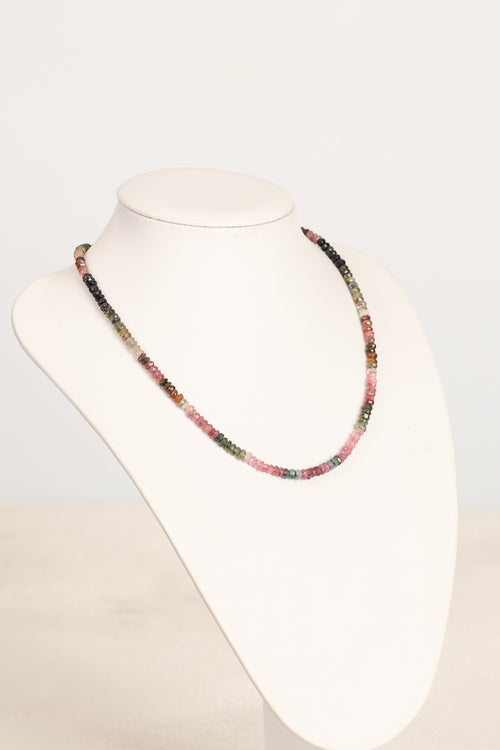 Turmalin Doğal Taş Kolye 3-4 mm Rondel Kesim