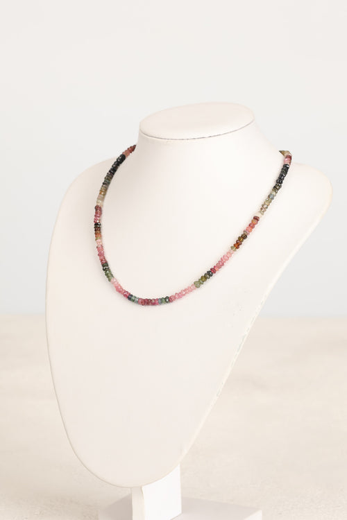 Tourmaline Natural Stone Necklace 3-4 mm Rondel Cut