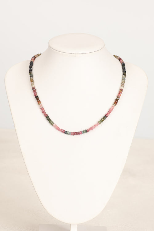 Tourmaline Natural Stone Necklace 3-4 mm Rondel Cut