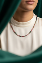 Tourmaline Natural Stone Necklace 3-4 mm Rondel Cut