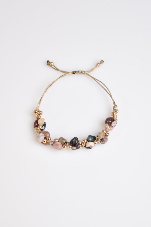 Turmalin Doğal Taş Üçlü Makrome Bileklik