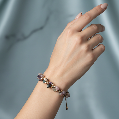 Turmalin Doğal Taş Üçlü Makrome Bileklik