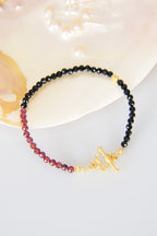 Turmalin - Garnet Doğal Taş 925 Ayar Gümüş Kapama Bileklik - Ayışığı Koleksiyonu