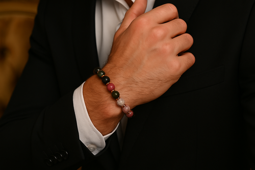 Tourmaline - Hematite Natural Stone Design Bracelet