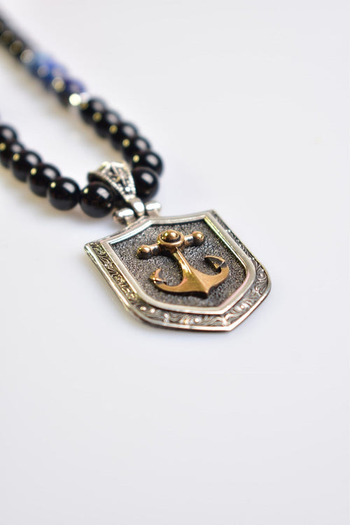 Turmalin - Lapis Doğal Taş 925 Ayar Gümüş Tasarım Kolye