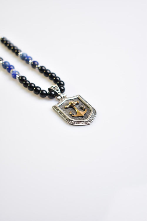 Turmalin - Lapis Doğal Taş 925 Ayar Gümüş Tasarım Kolye