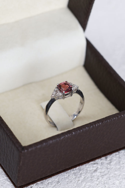 Turmalin - Pırlantalı Doğal Taş 925 Ayar Gümüş Yüzük