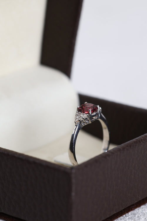 Turmalin - Pırlantalı Doğal Taş 925 Ayar Gümüş Yüzük