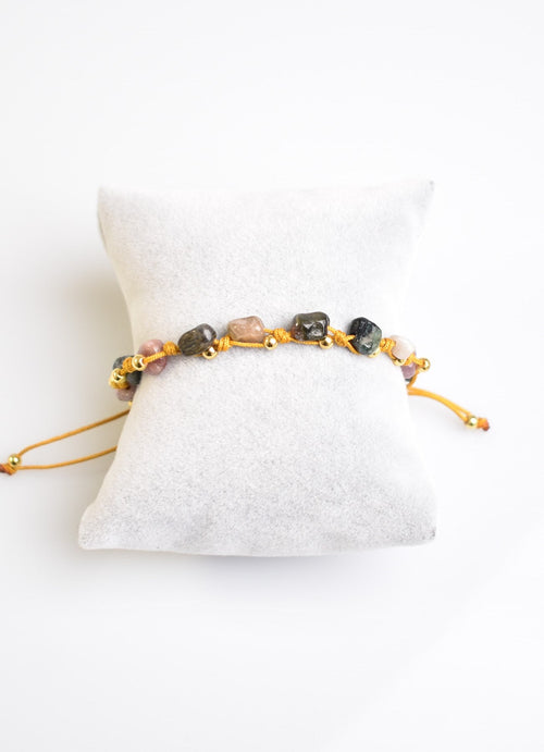 Turmalin Tek Sıra Makrome Tasarım Bileklik