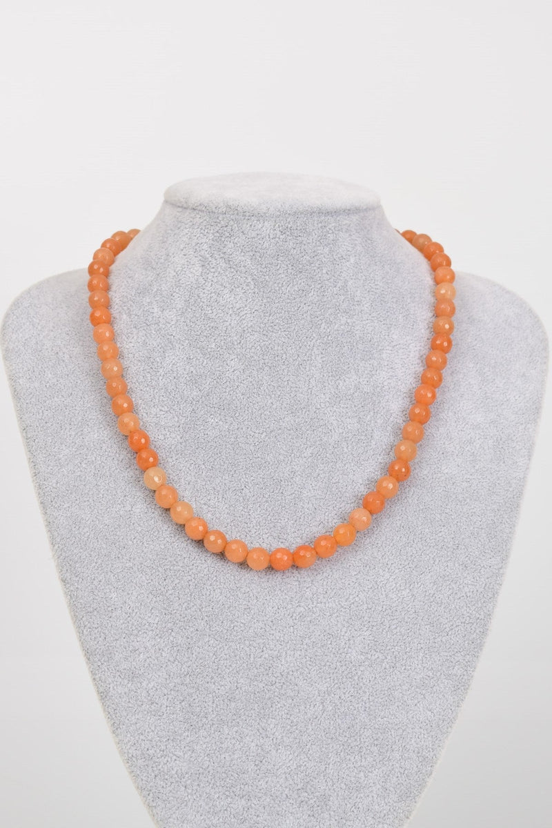 Turuncu Aventurin Doğal Taş 8 mm Dizi Kolye - Görsel 5 - Safnaturel