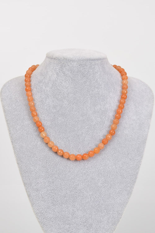 Orange Aventurine Natural Stone 8 mm String Necklace