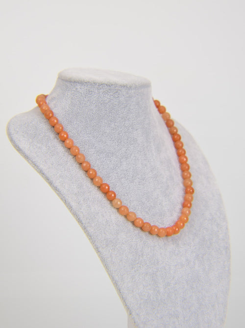 Turuncu Aventurin Doğal Taş 8 mm Dizi Kolye