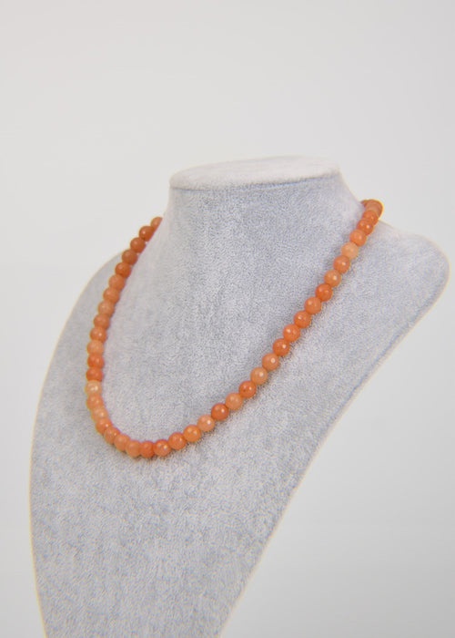 Orange Aventurine Natural Stone 8 mm String Necklace